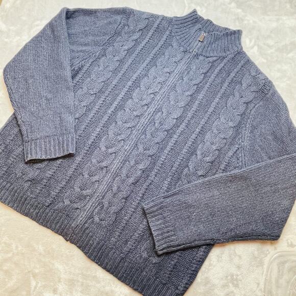 Vintage Gap Sweater Mens Large Tall Lambs Wool Cashmere Zip Cardigan Jacket - Picture 1 of 9